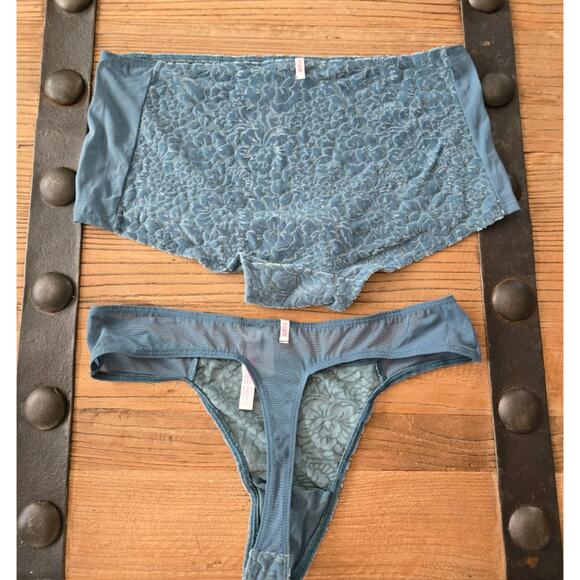 Victoria's Secret PINK Green Velvet Boyshort and thong Bundle sz L New - Picture 5 of 5